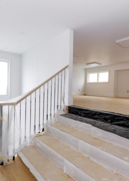 Construction finish details new home before installing interior drywall tape in a room waiting